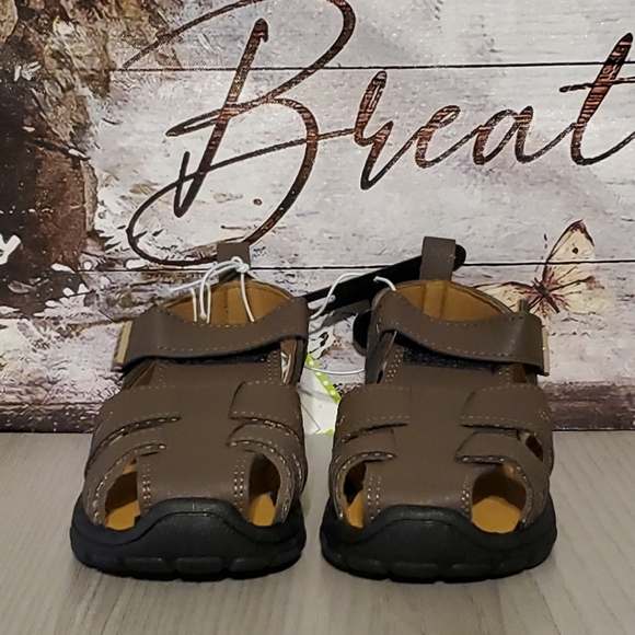 NWT First Steps by Stepping Stones Fisherman Sandals Brown Size 10 (CS322) - Picture 3 of 8